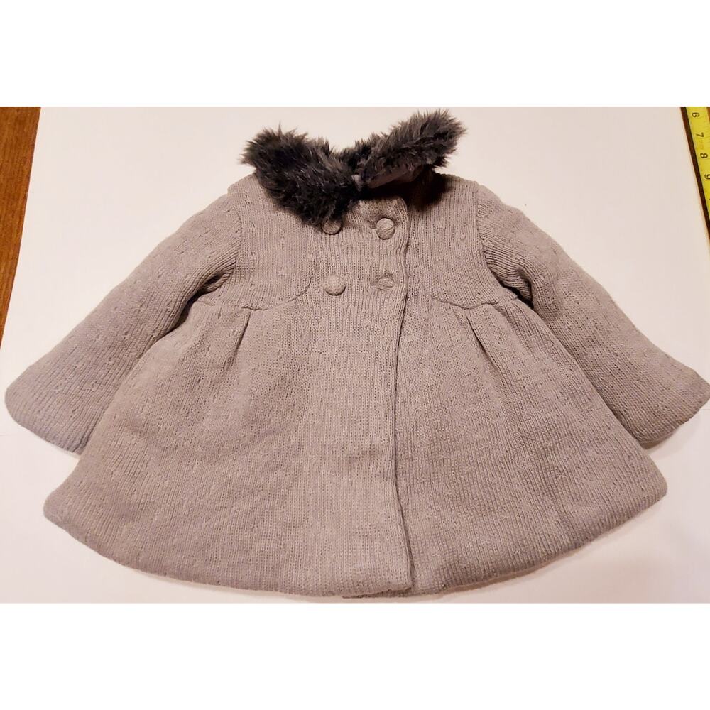 Catherine Malandrino Grey Puffy Sweater Jacket Coat Baby Sz 12 Month Holiday